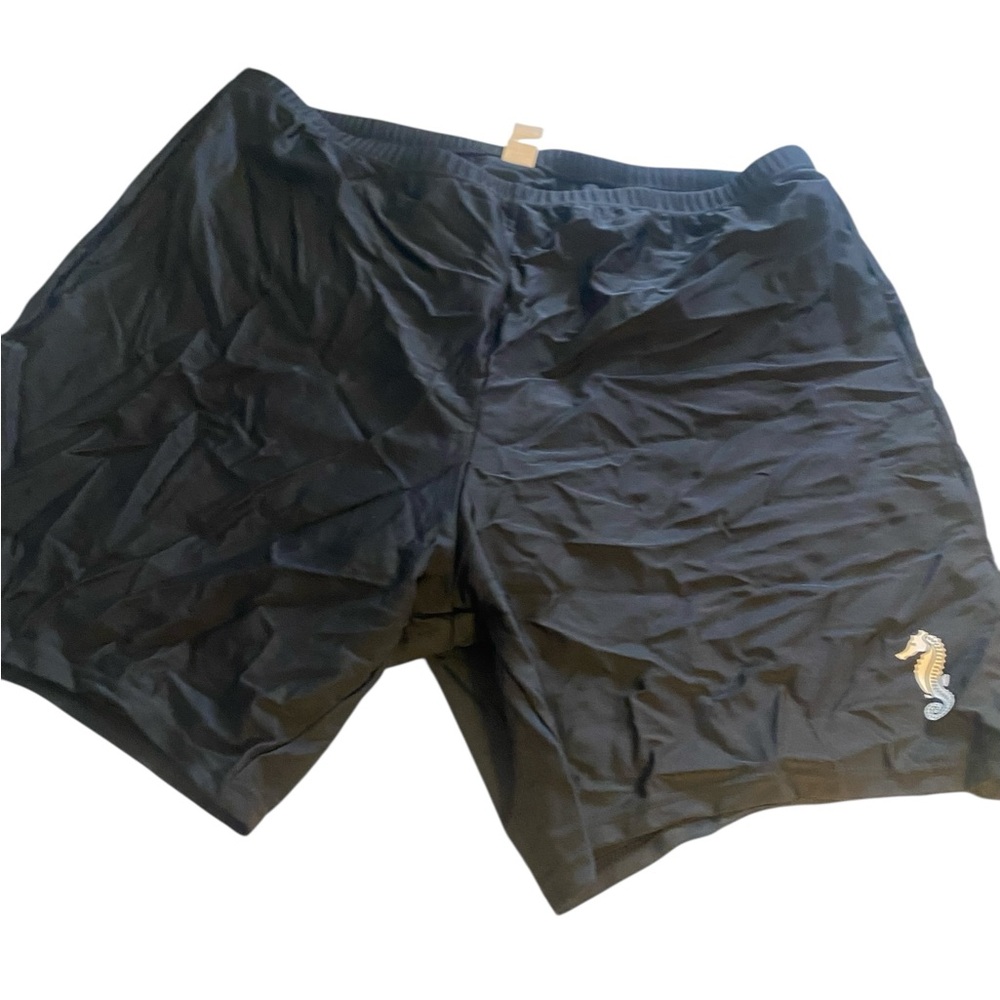 Black swim Shorts with Seahorse Logo 2X swim panty inset NWT’s UPF 50+ vacation